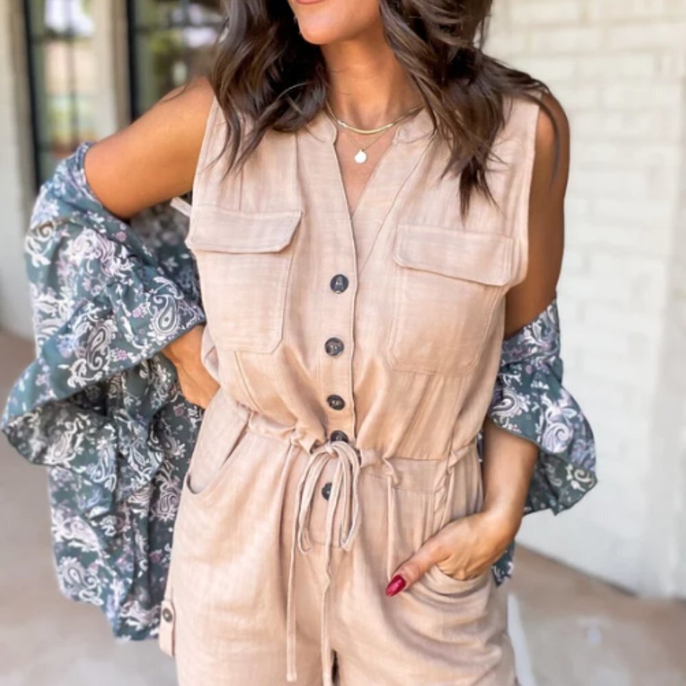 Woven Romper - Beige - PROMESA - Size Small - Picture 5 of 7